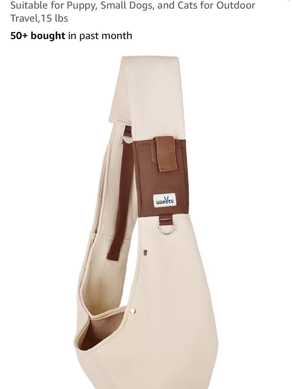 Cream & Brown Crossbody Pet Sling Carrier - Hands-Free Travel Bag